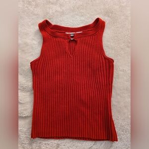Stretchy Red Ribbed 90s Tank Top